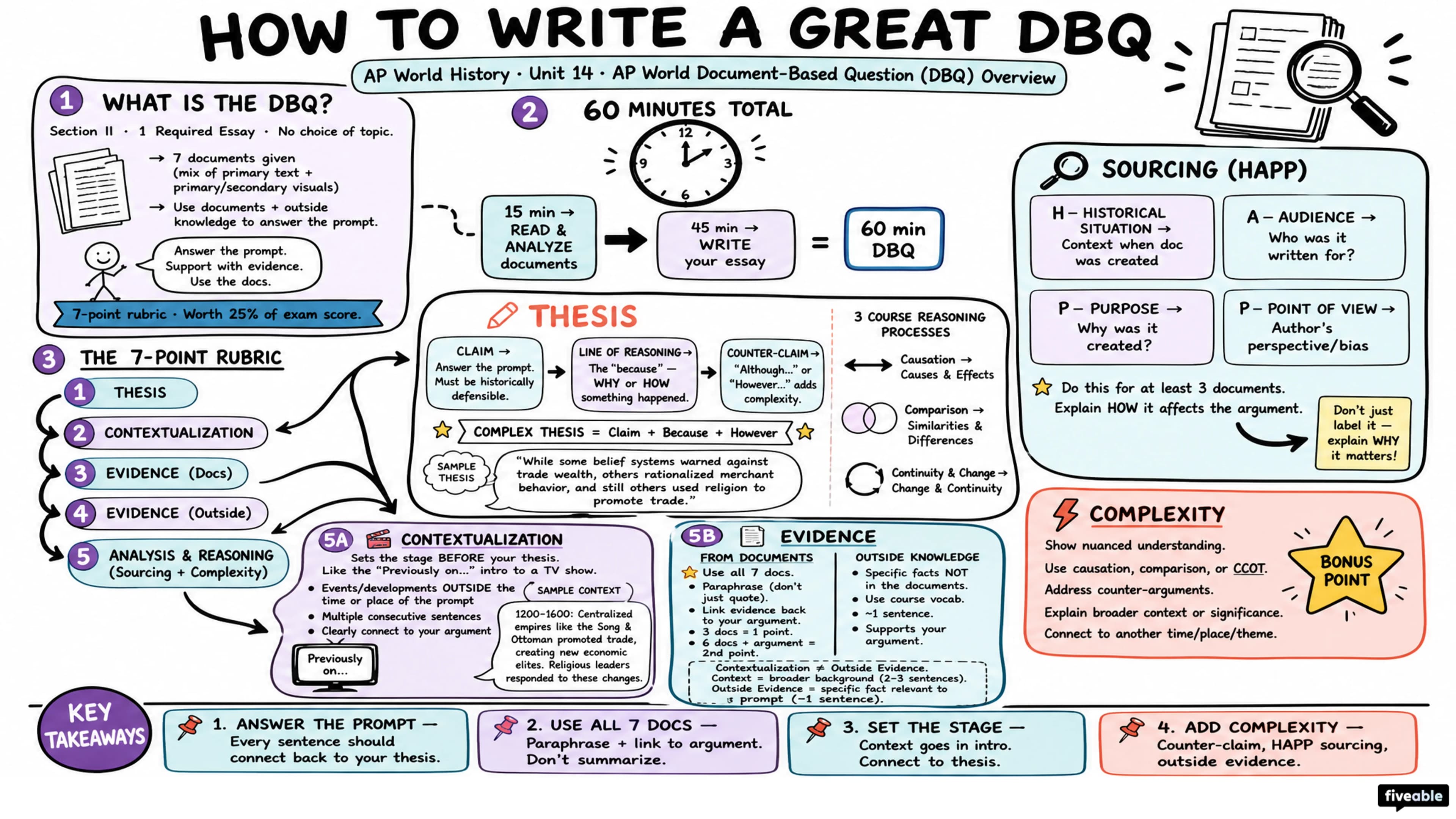 AP World Document-Based Question (DBQ) Overview - AP World History - Exam Skills visual cheatsheet