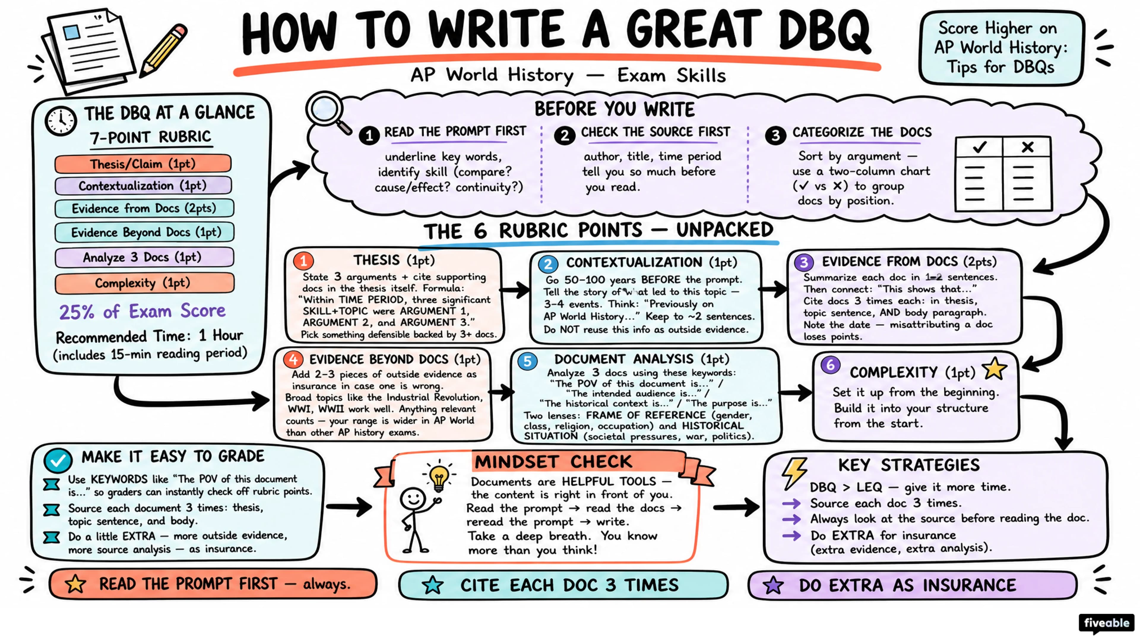 Score Higher on AP World History: Tips for DBQs - AP World History - Exam Skills visual cheatsheet