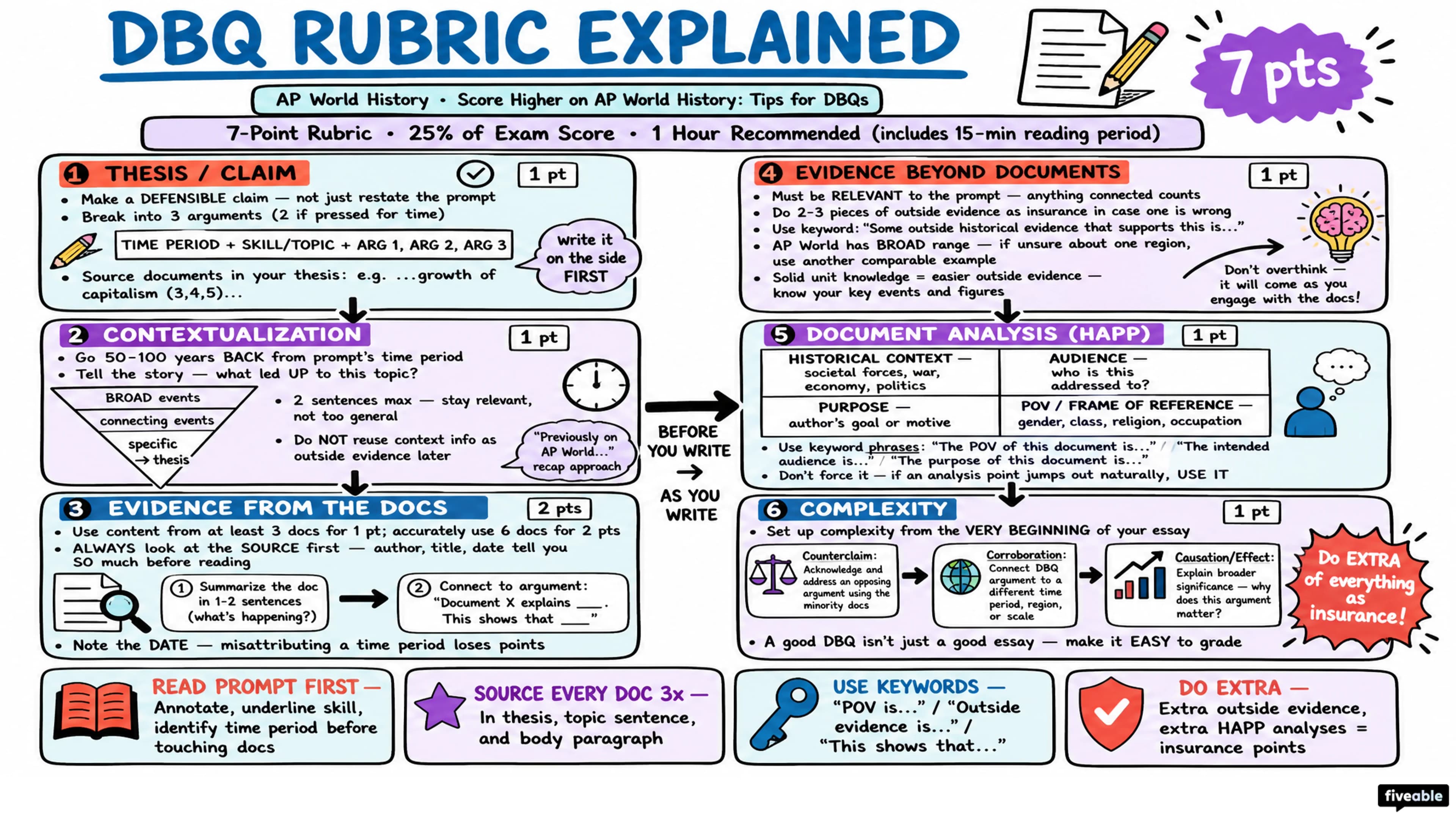 Score Higher on AP World History: Tips for DBQs - AP World History - Exam Skills visual cheatsheet