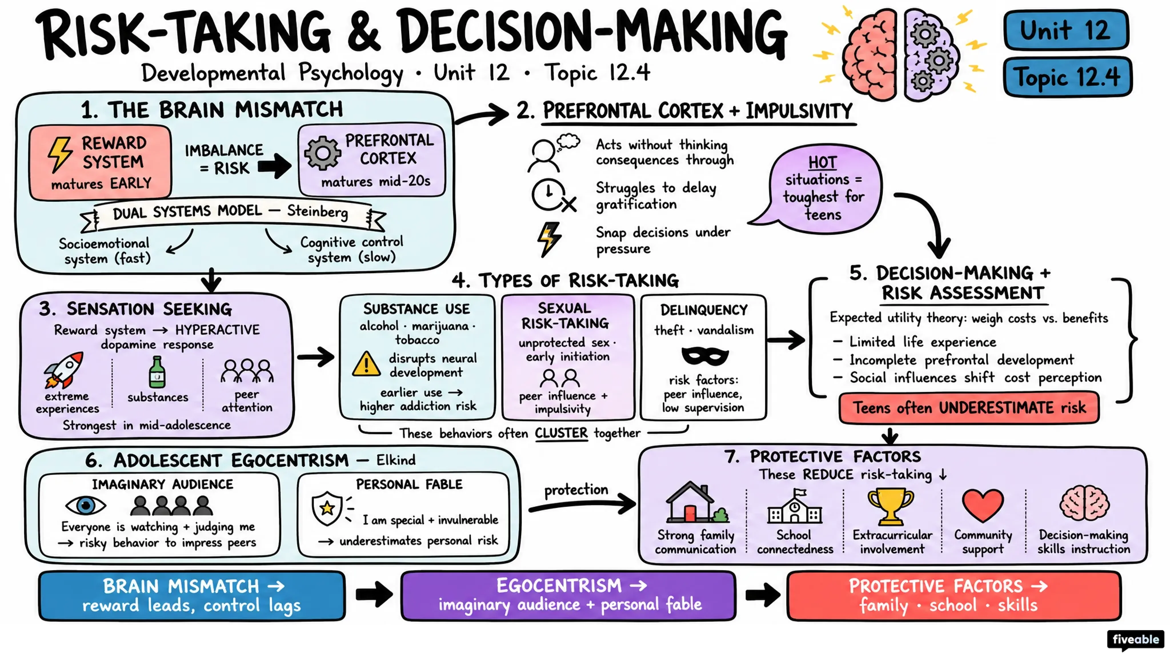 12.4 Risk-Taking Behavior and Decision-Making - Developmental Psychology - Unit 12 visual cheatsheet