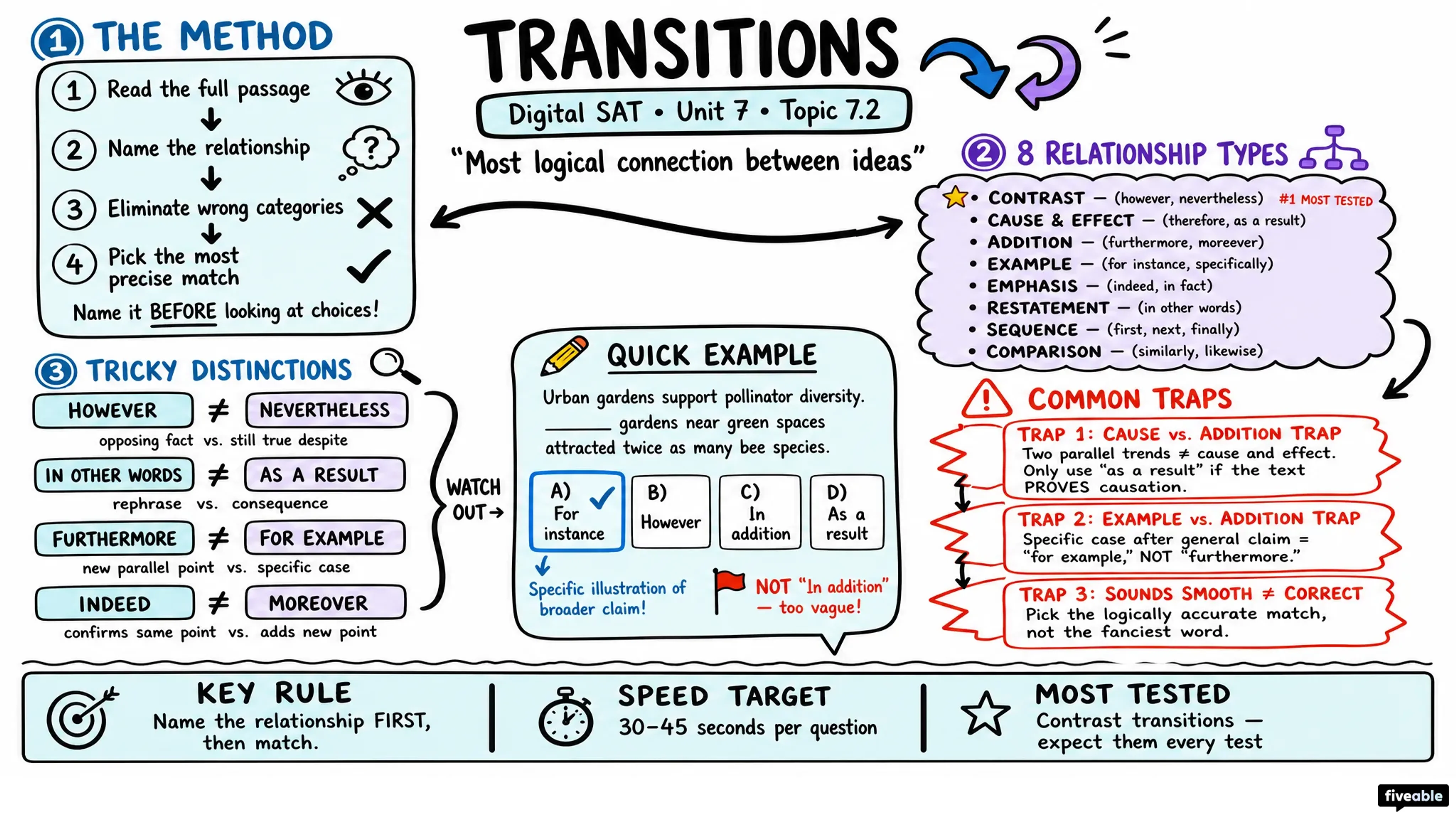7.2 Transitions - Digital SAT - Unit 7 visual cheatsheet