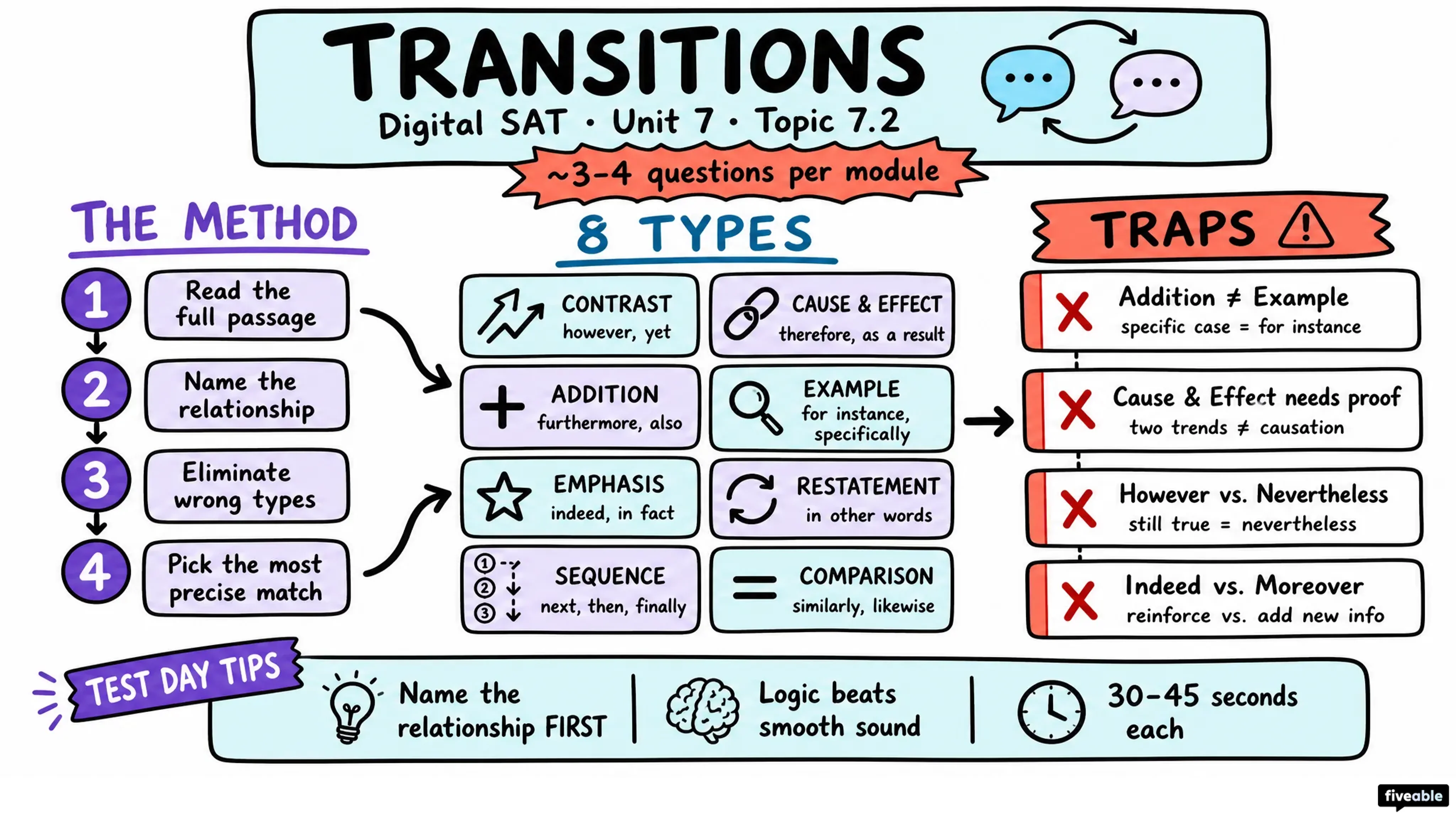 7.2 Transitions - Digital SAT - Unit 7 visual cheatsheet