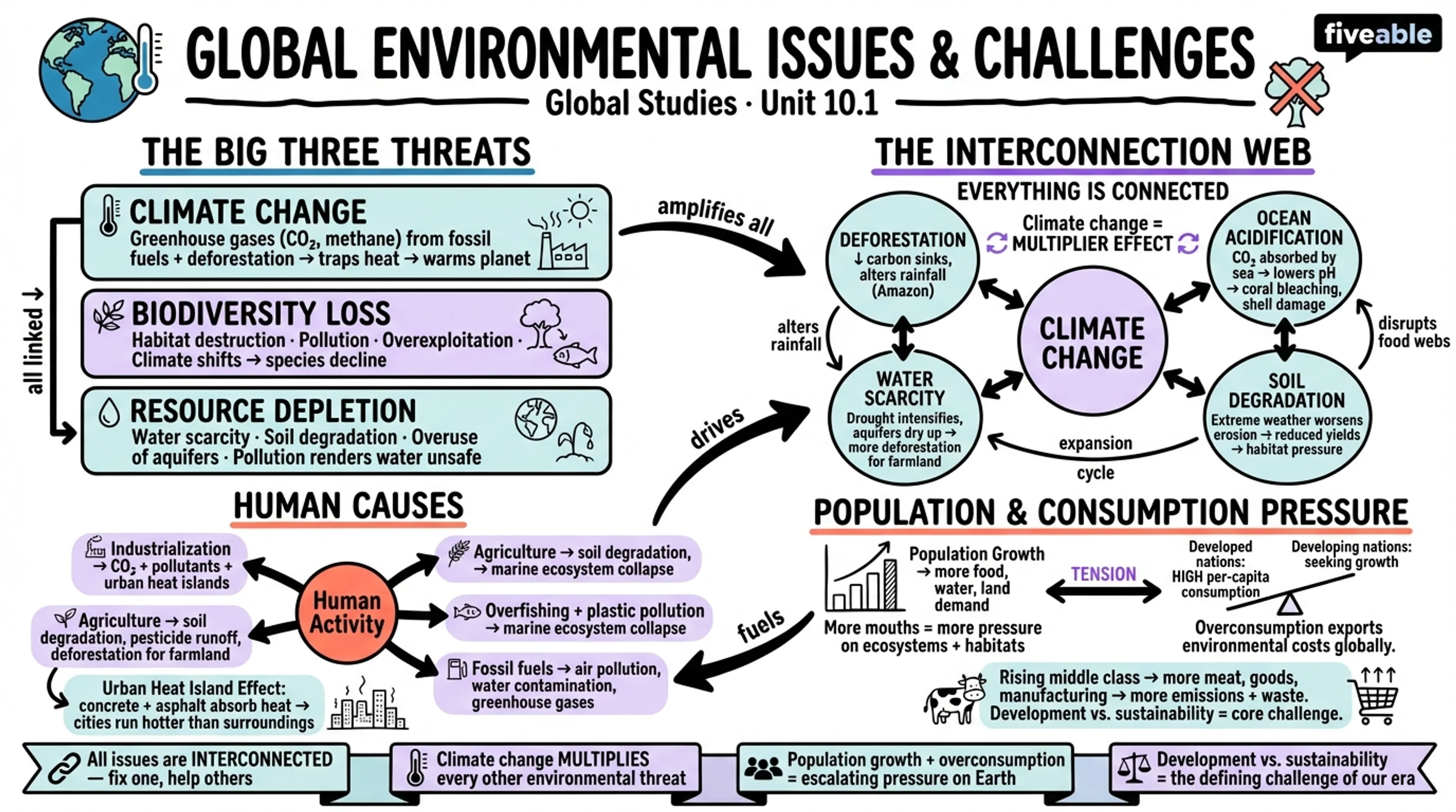 10.1 Global environmental issues and challenges - Global Studies - Unit 10 visual cheatsheet
