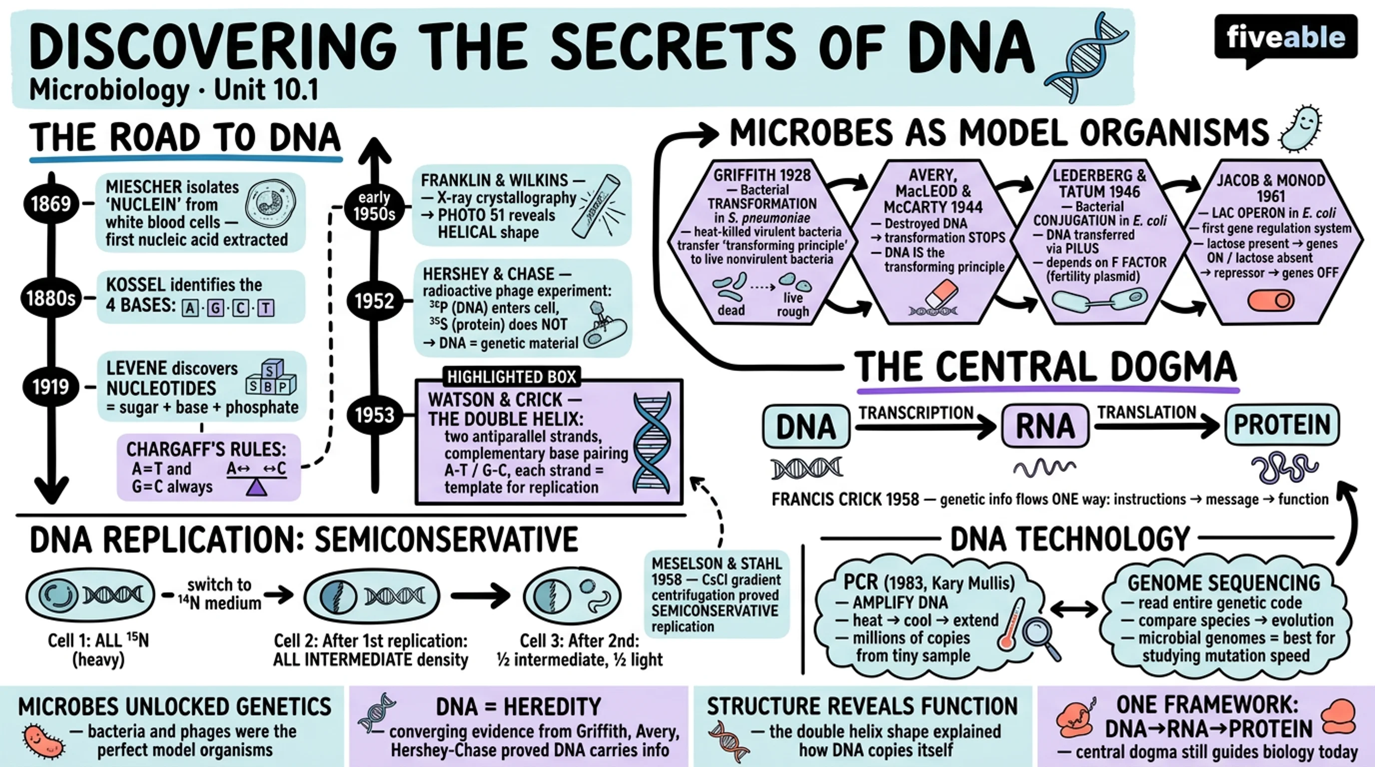 10.1 Using Microbiology to Discover the Secrets of Life - Microbiology - Unit 10 visual cheatsheet