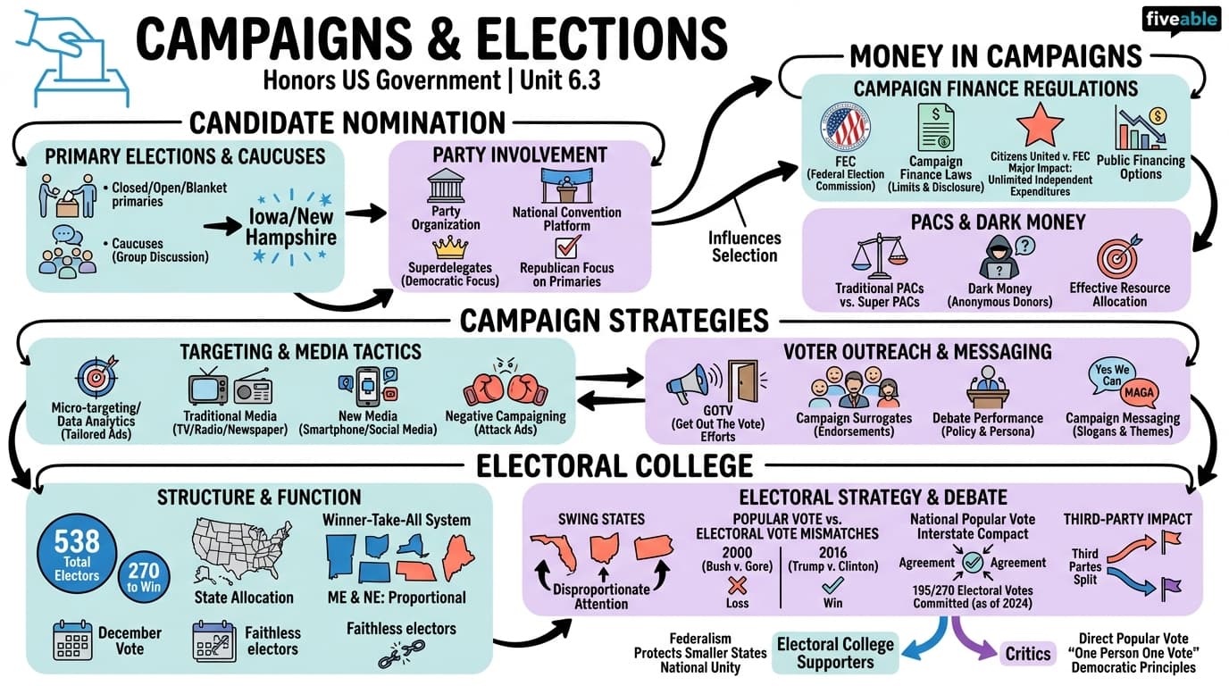 6.3 Campaigns and Elections - Honors US Government - Unit 6 visual cheatsheet
