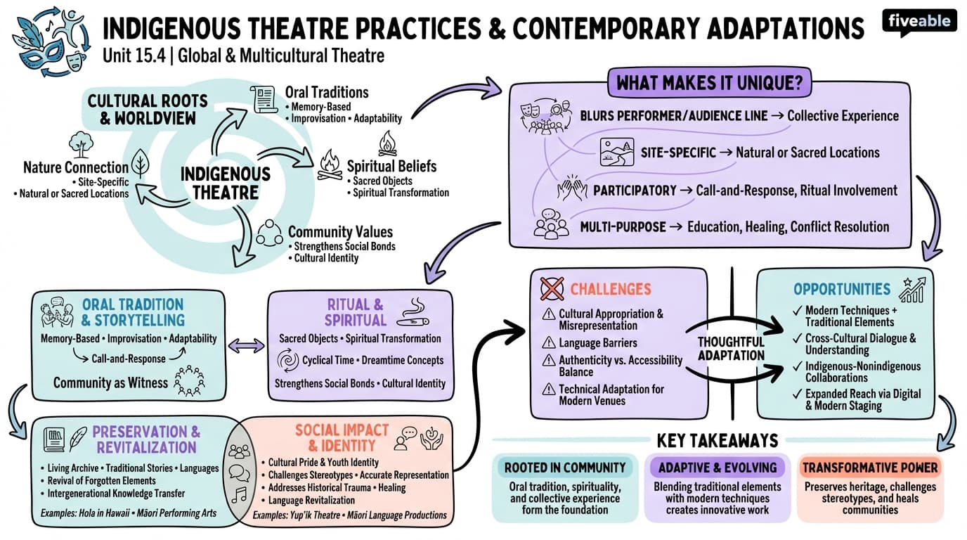 15.4 Indigenous Theatre Practices and Contemporary Adaptations - Intro to Theatre Arts - Unit 15 visual cheatsheet