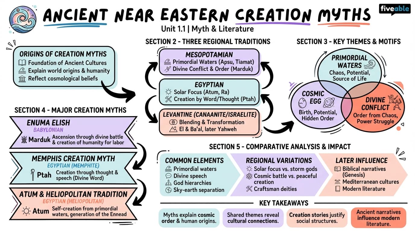 1.1 Ancient Near Eastern creation myths - Myth and Literature - Unit 1 visual cheatsheet
