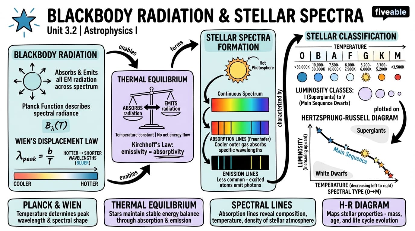 3.2 Blackbody radiation and stellar spectra - Astrophysics I - Unit 3 visual cheatsheet