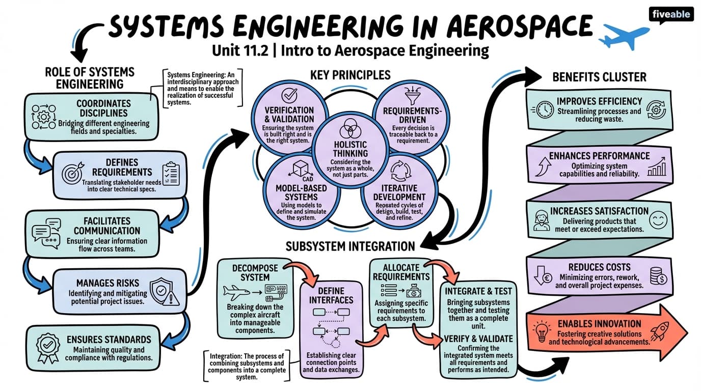 11.2 Systems Engineering in Aerospace Projects - Intro to Aerospace Engineering - Unit 11 visual cheatsheet