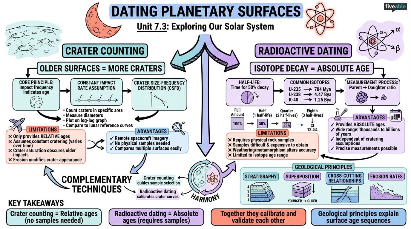 7.3 Dating Planetary Surfaces - Intro to Astronomy - Unit 7 visual cheatsheet
