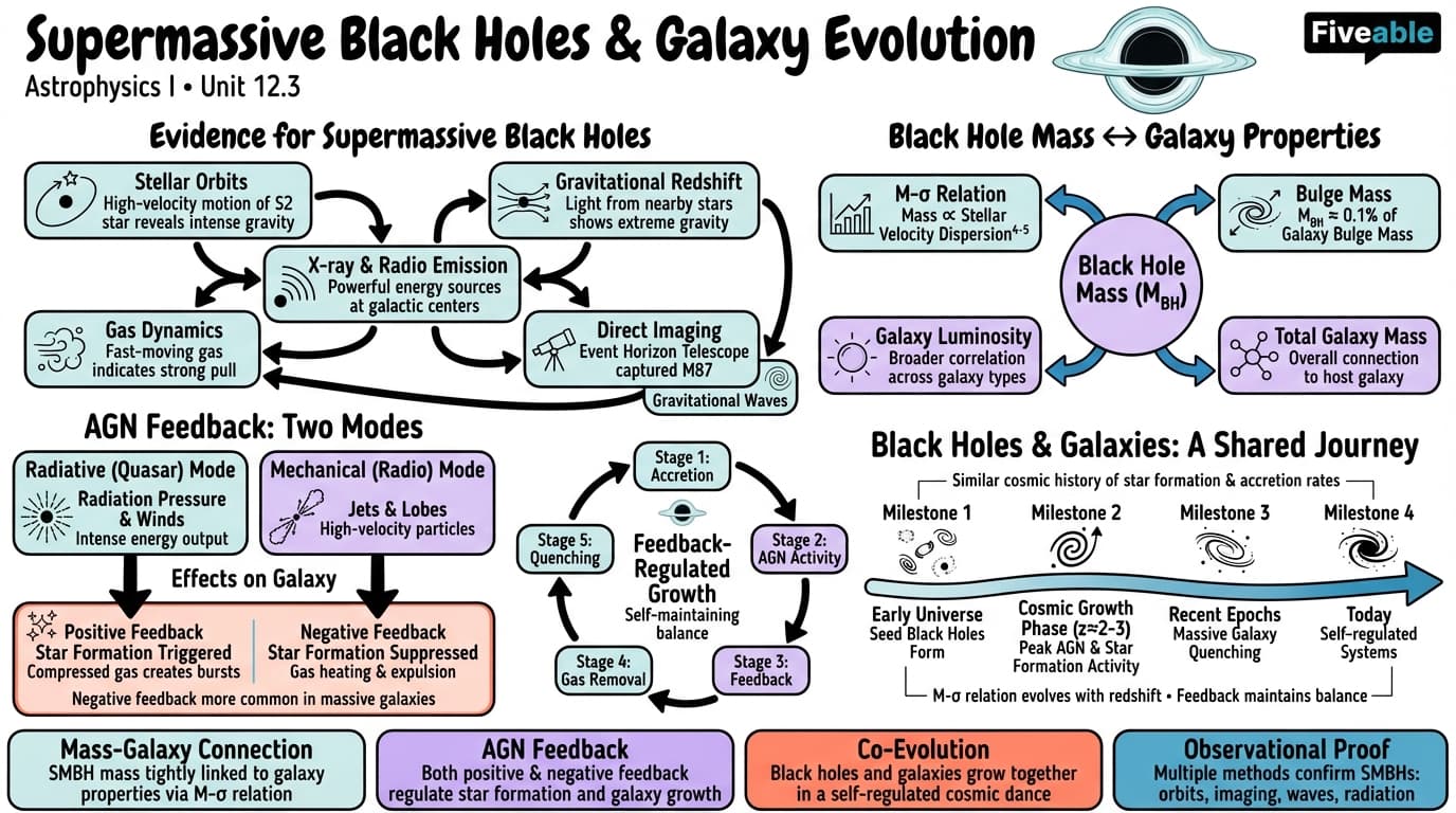 12.3 Supermassive black holes and their role in galaxy evolution - Astrophysics I - Unit 12 visual cheatsheet