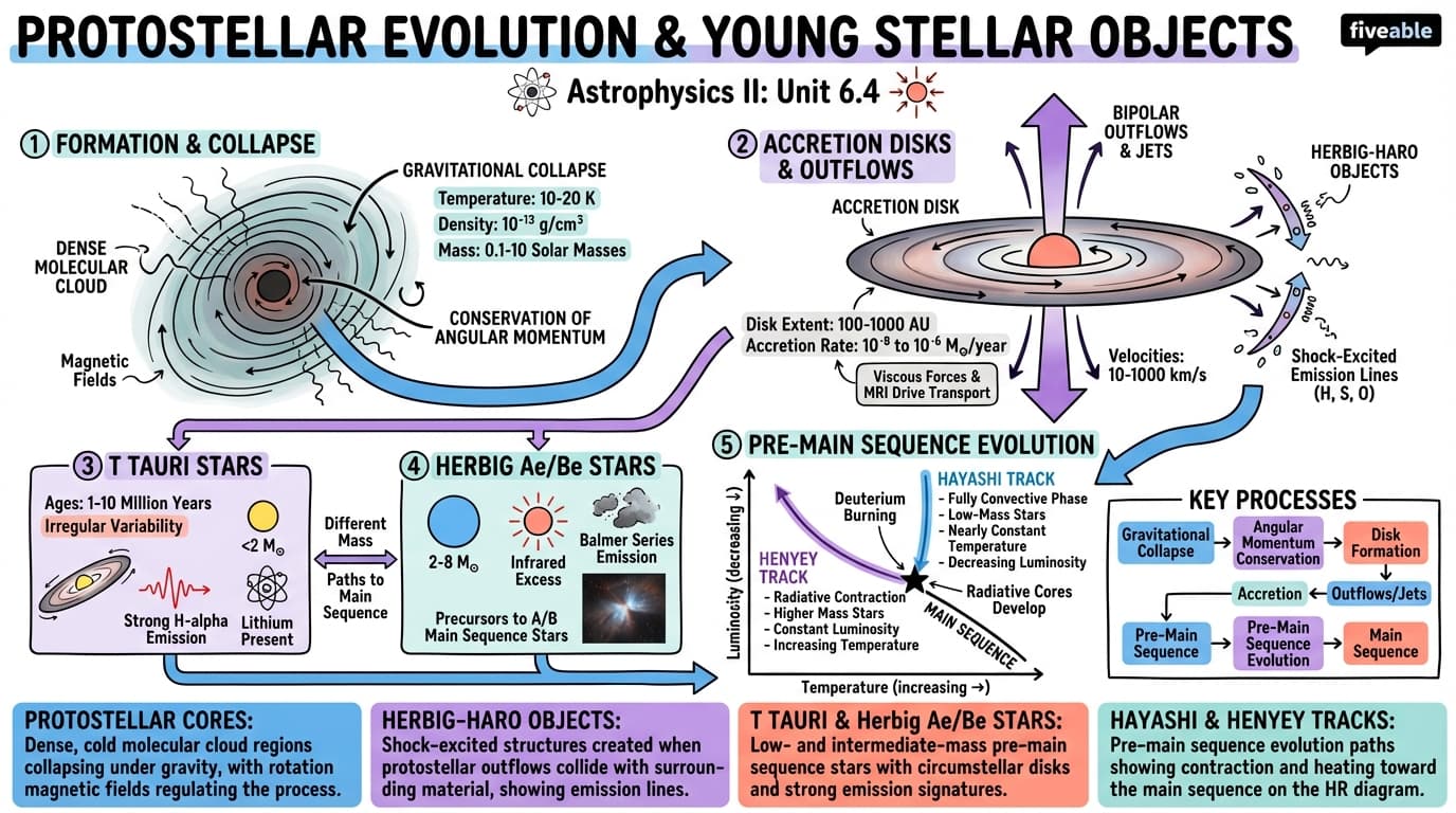 6.4 Protostellar Evolution and Young Stellar Objects - Astrophysics II - Unit 6 visual cheatsheet