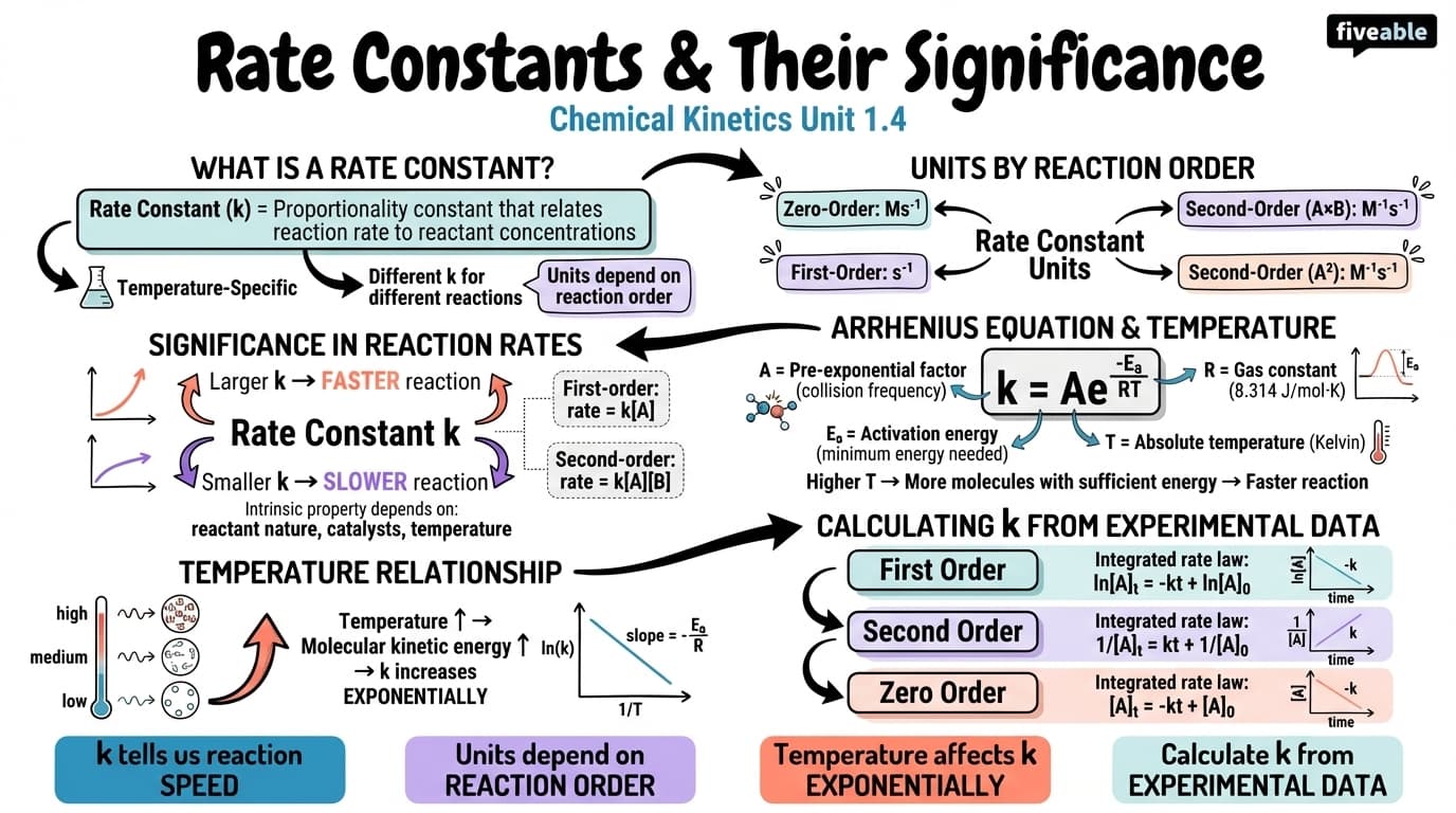 1.4 Rate constants and their significance - Chemical Kinetics - Unit 1 visual cheatsheet
