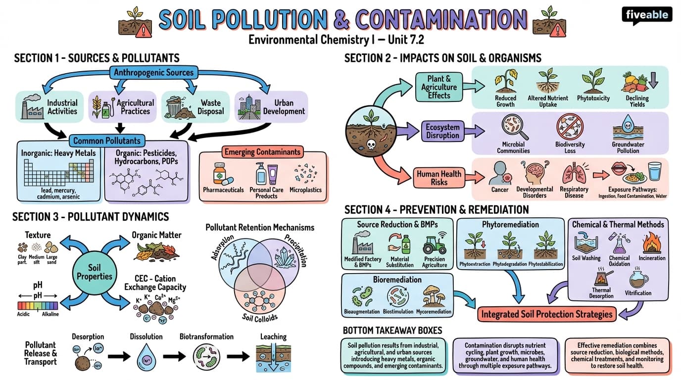 7.2 Soil Pollution and Contamination - Environmental Chemistry I - Unit 7 visual cheatsheet
