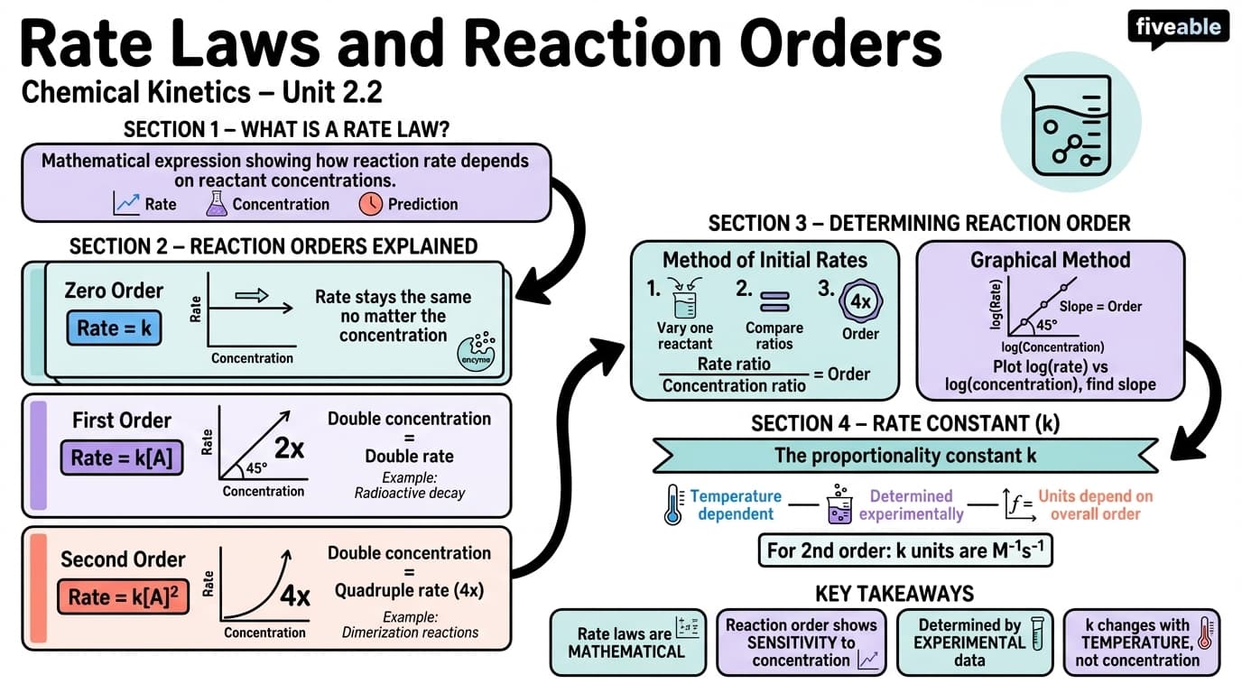 2.2 Rate laws and reaction orders - Chemical Kinetics - Unit 2 visual cheatsheet