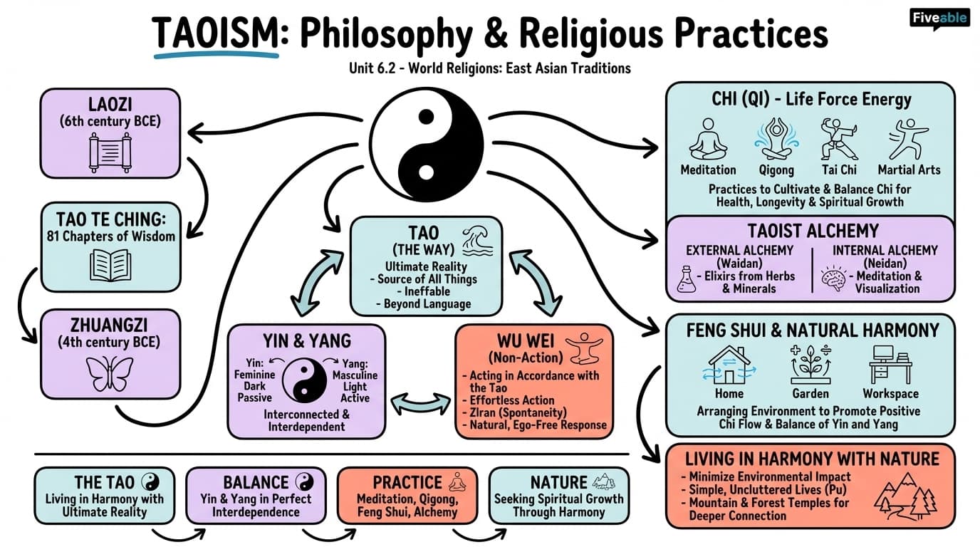 6.2 Taoism: Philosophy and Religious Practices - World Religions - Unit 6 visual cheatsheet