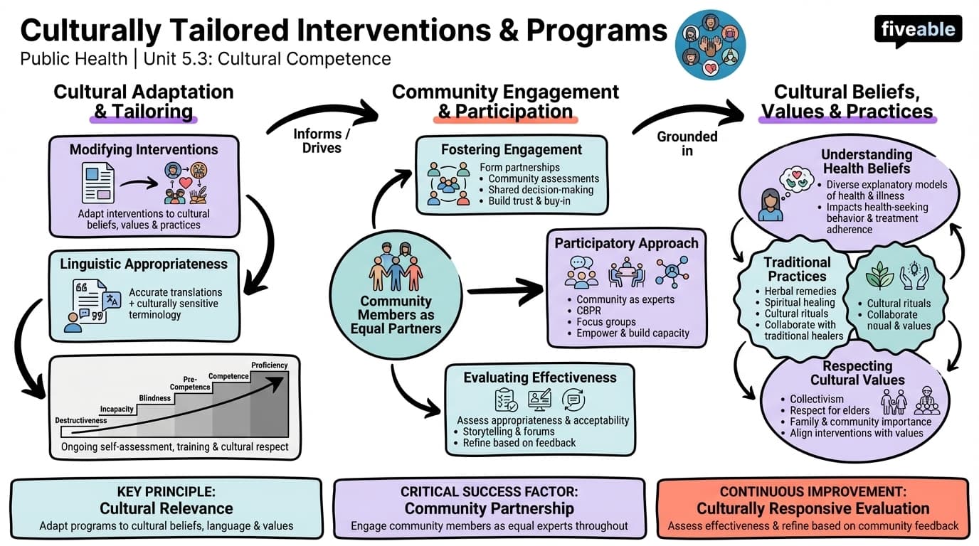 5.3 Culturally Tailored Interventions and Programs - Public Health Social Sciences - Unit 5 visual cheatsheet