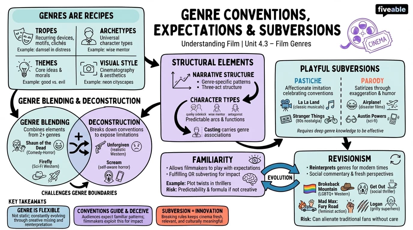 4.3 Genre Conventions, Expectations, and Subversions - Understanding Film - Unit 4 visual cheatsheet