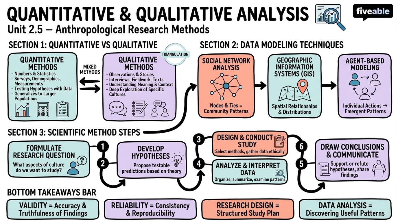 2.5 Quantitative and Qualitative Analysis - Intro to Anthropology - Unit 2 visual cheatsheet