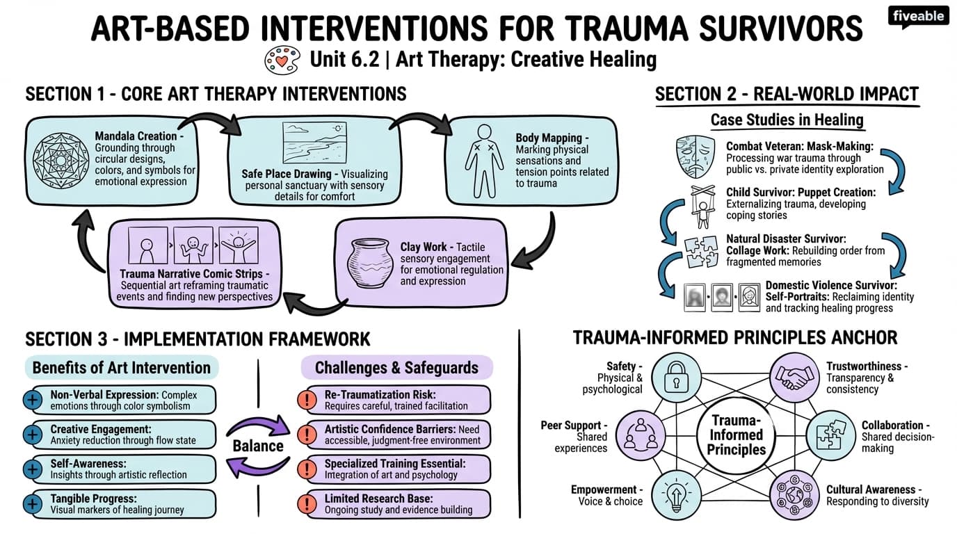 6.2 Art-based interventions for trauma survivors - Art and Trauma Studies - Unit 6 visual cheatsheet