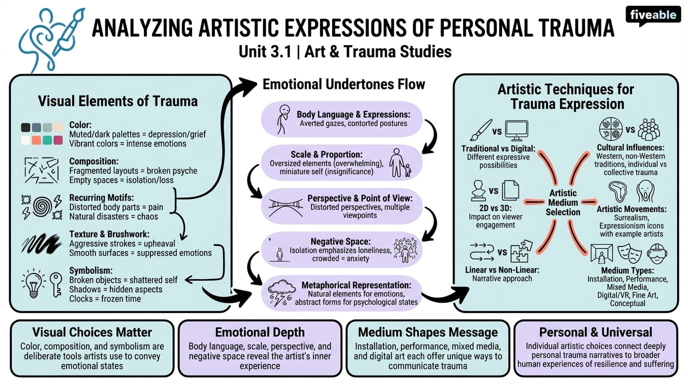 3.1 Analyzing artistic expressions of personal trauma - Art and Trauma Studies - Unit 3 visual cheatsheet