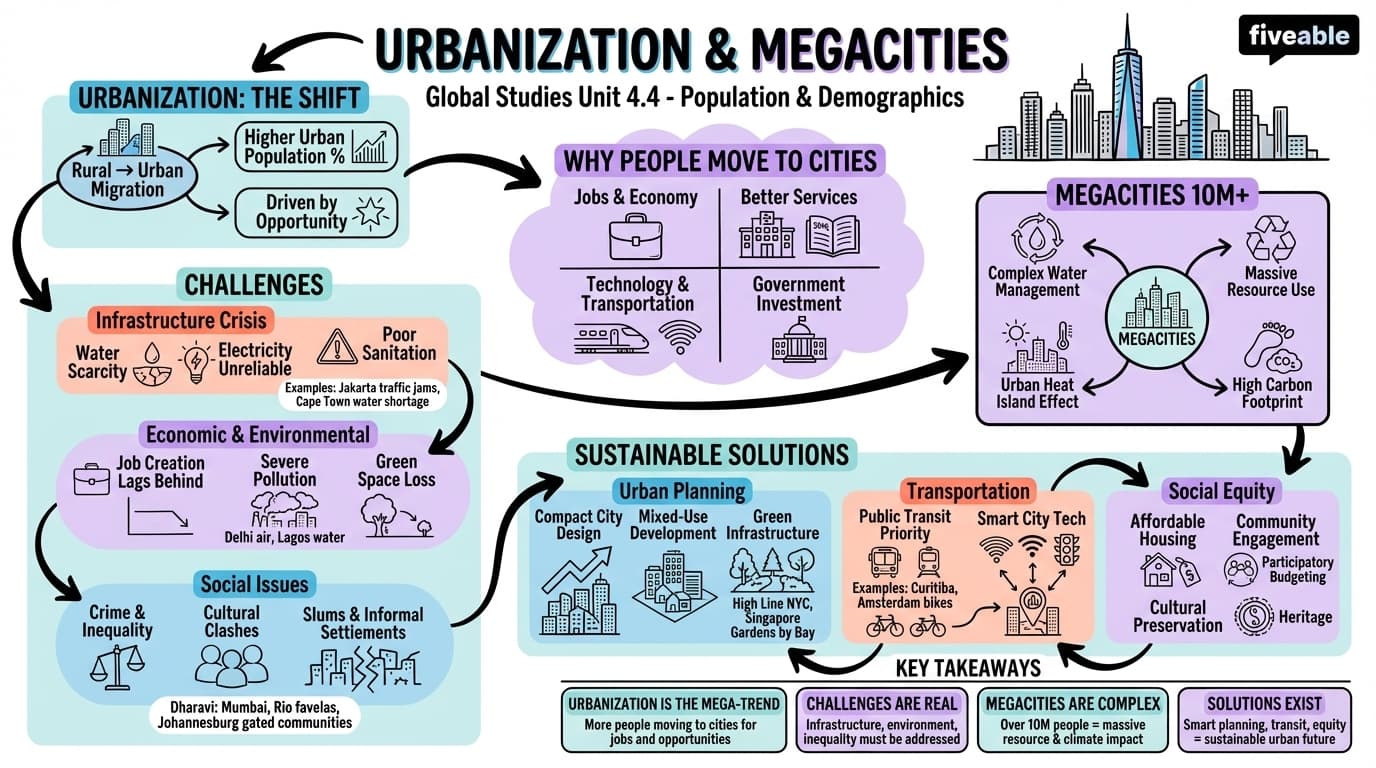 4.4 Urbanization and megacities - Global Studies - Unit 4 visual cheatsheet