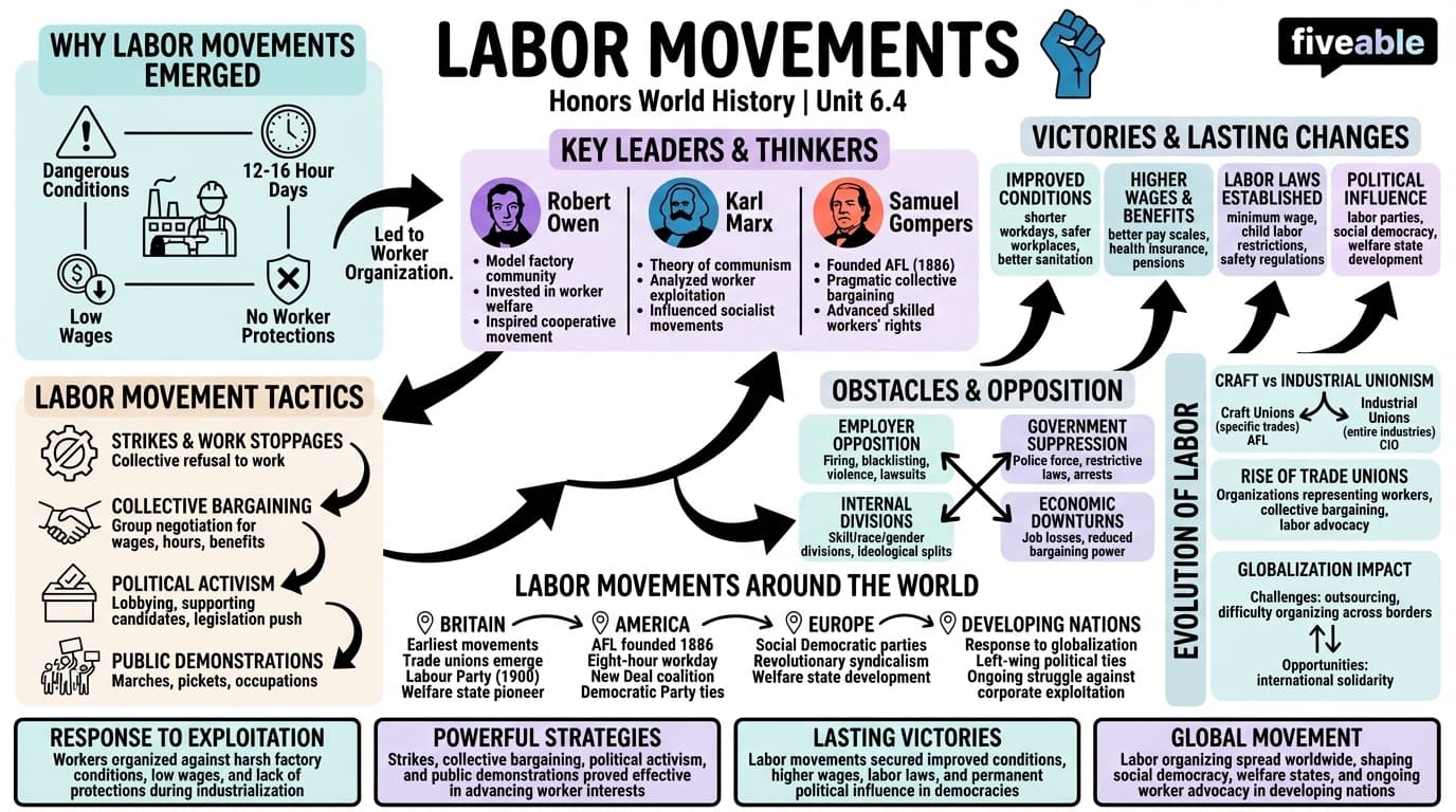 6.4 Labor movements - Honors World History - Unit 6 visual cheatsheet