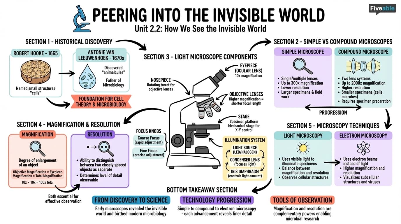 2.2 Peering Into the Invisible World - Microbiology - Unit 2 visual cheatsheet