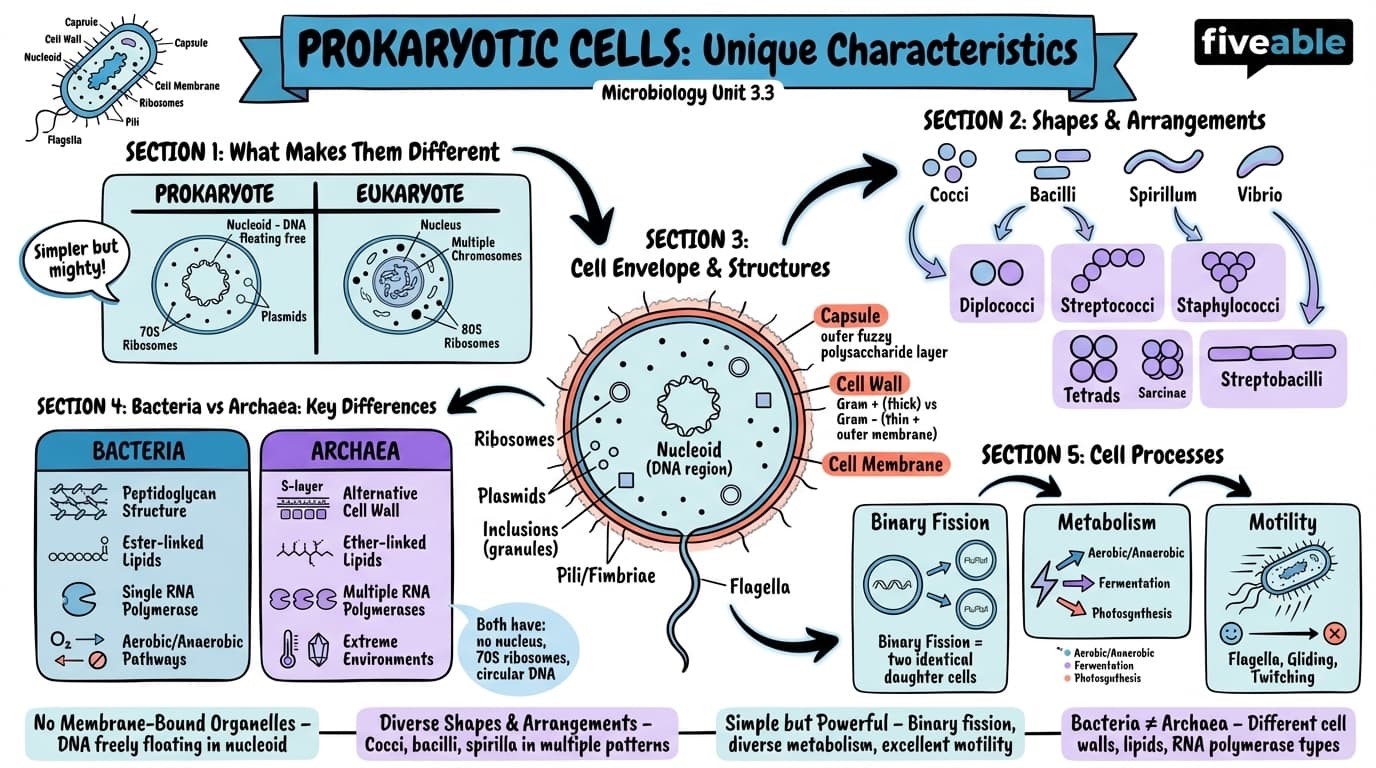 3.3 Unique Characteristics of Prokaryotic Cells - Microbiology - Unit 3 visual cheatsheet