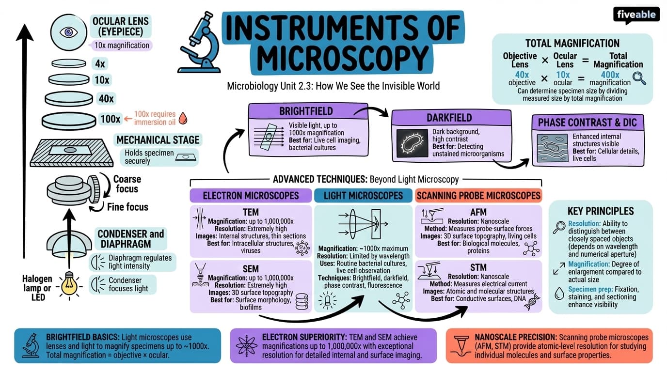 2.3 Instruments of Microscopy - Microbiology - Unit 2 visual cheatsheet