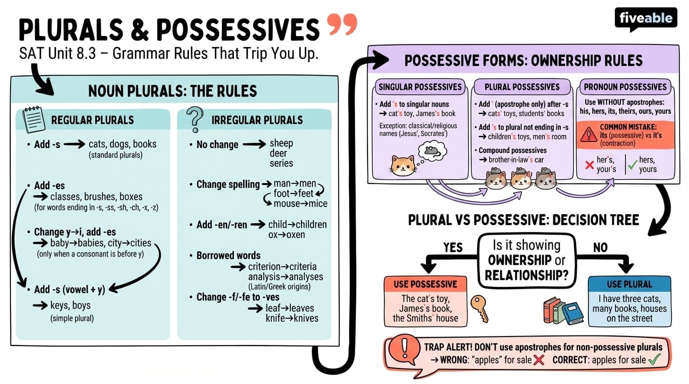 8.3 Plurals and possessives - Digital SAT - Unit 8 visual cheatsheet