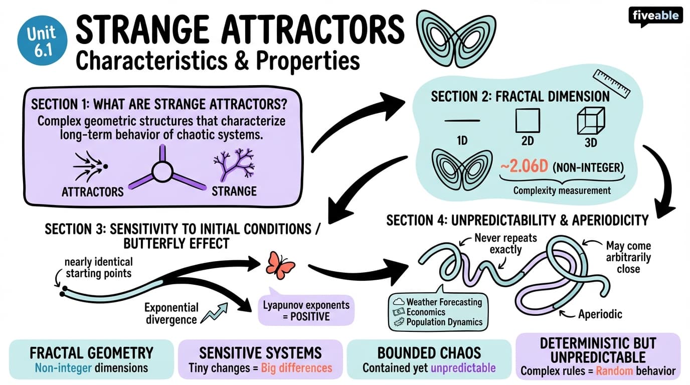 6.1 Characteristics of Strange Attractors - Chaos Theory - Unit 6 visual cheatsheet