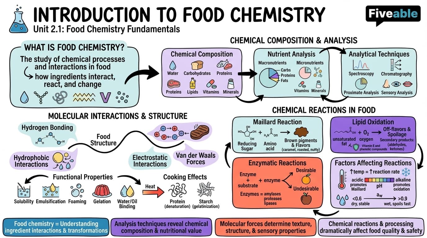 2.1 Introduction to food chemistry - Principles of Food Science - Unit 2 visual cheatsheet