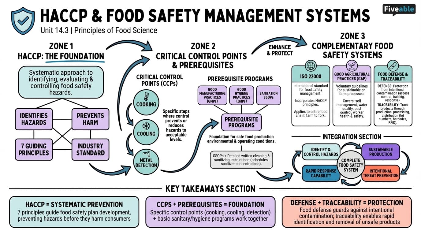 14.3 HACCP and other food safety management systems - Principles of Food Science - Unit 14 visual cheatsheet
