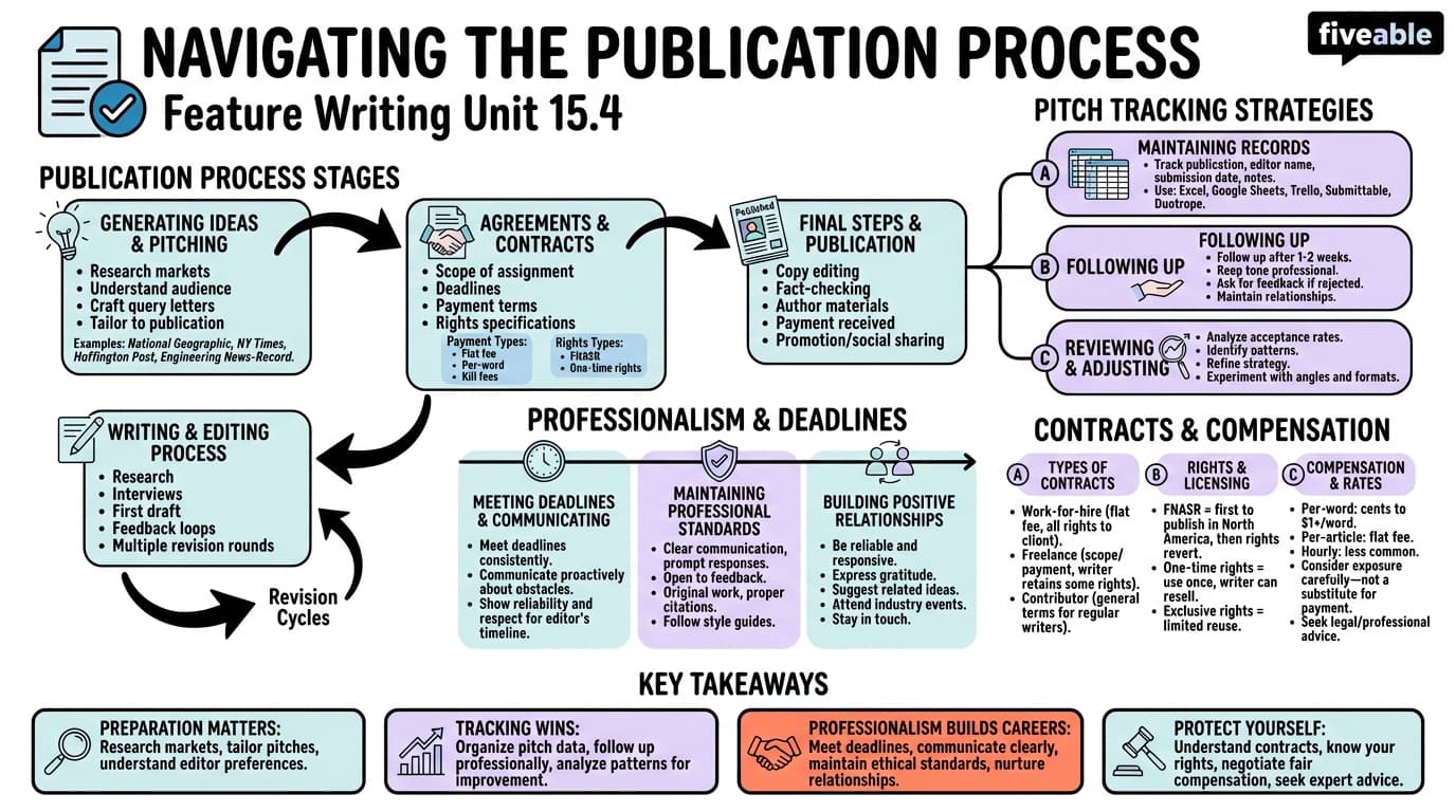 15.4 Navigating the Publication Process - Feature Writing - Unit 15 visual cheatsheet
