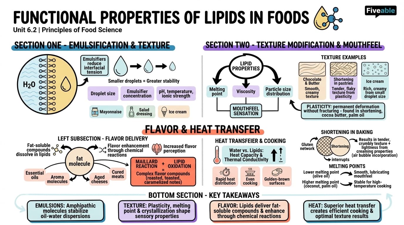 6.2 Functional properties of lipids in foods - Principles of Food Science - Unit 6 visual cheatsheet