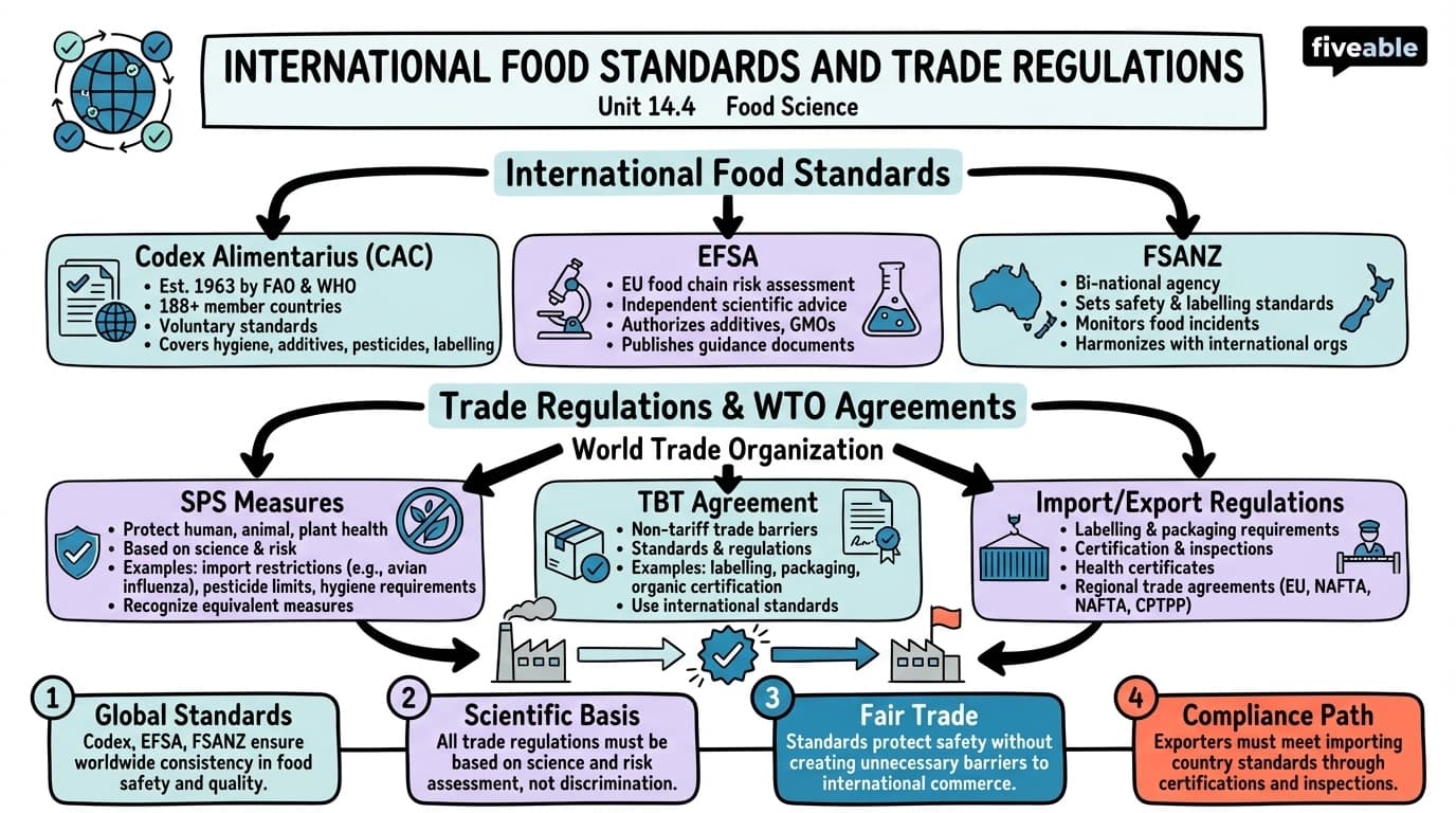 14.4 International food standards and trade regulations - Principles of Food Science - Unit 14 visual cheatsheet