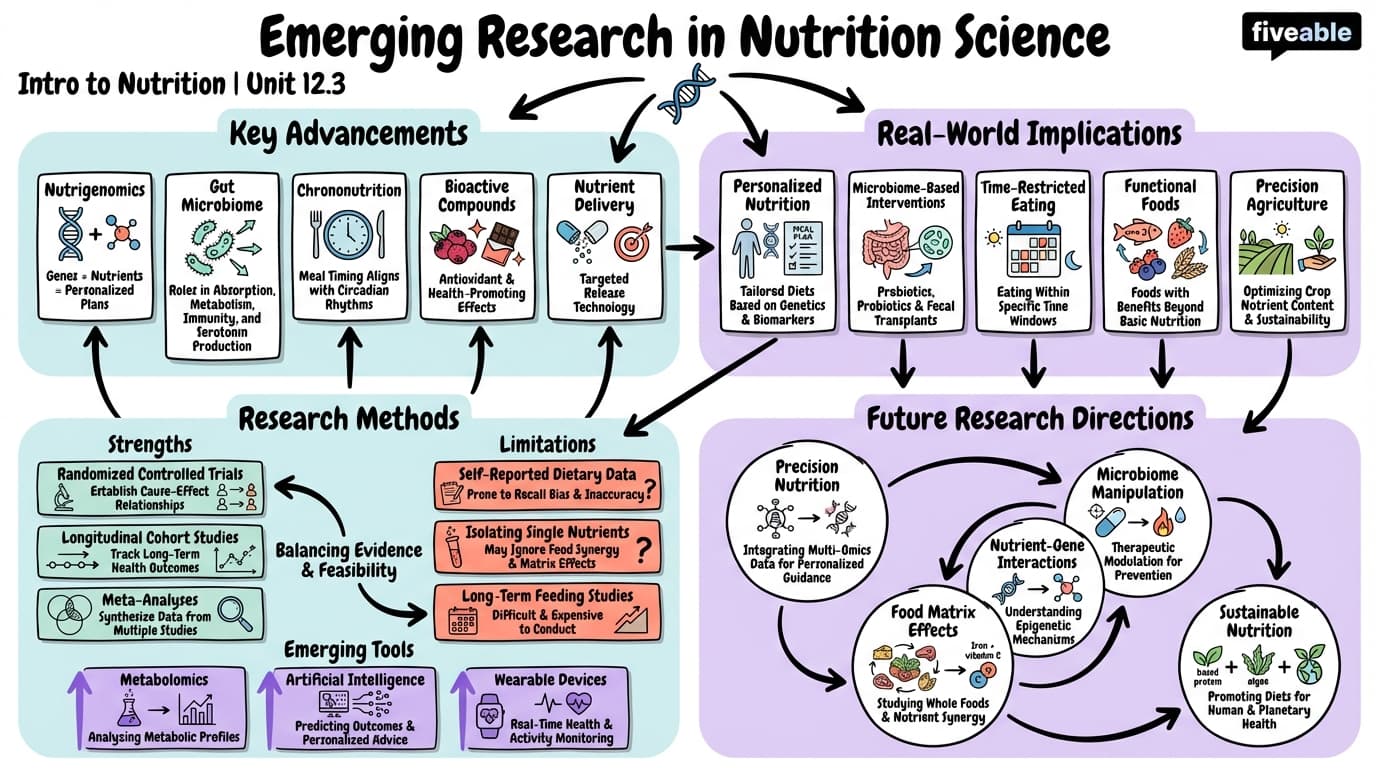 12.3 Emerging Research in Nutrition Science - Intro to Nutrition - Unit 12 visual cheatsheet