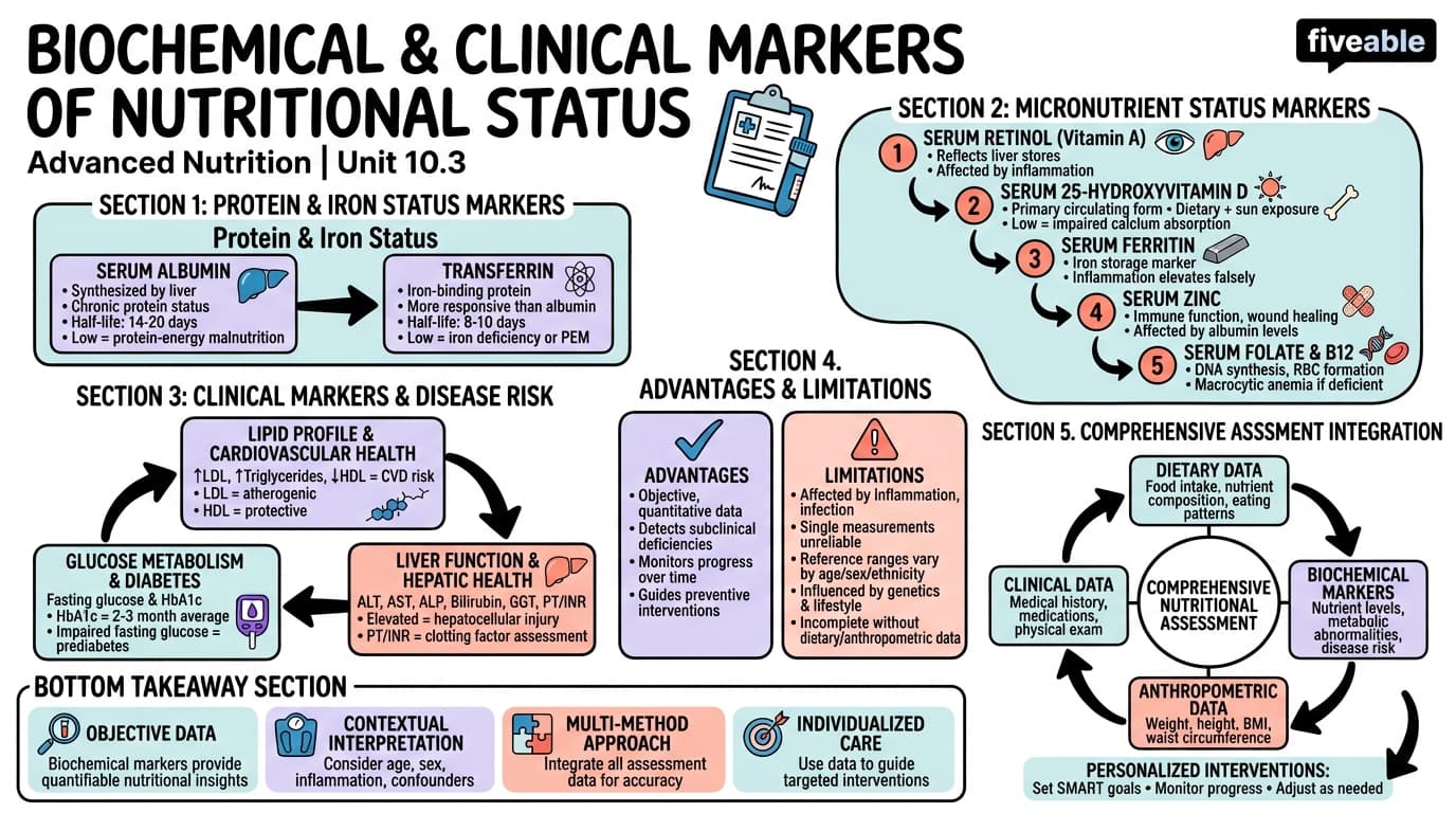 10.3 Biochemical and clinical markers of nutritional status - Advanced Nutrition - Unit 10 visual cheatsheet