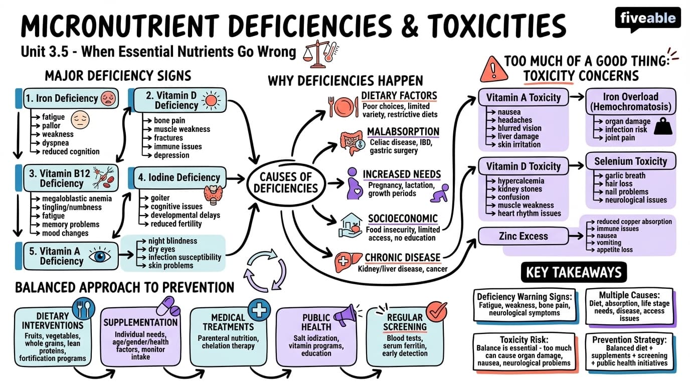 3.5 Micronutrient Deficiencies and Toxicities - Intro to Nutrition - Unit 3 visual cheatsheet