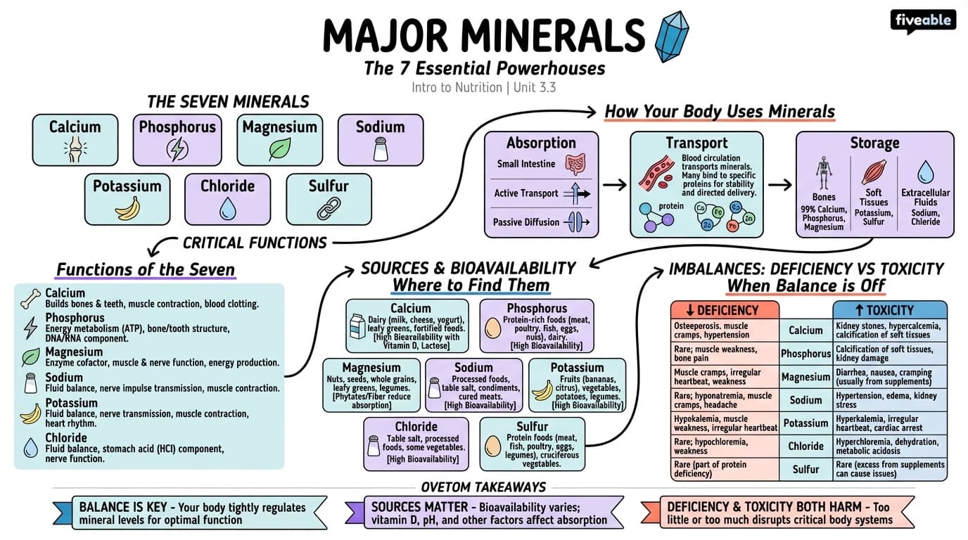 3.3 Major Minerals - Intro to Nutrition - Unit 3 visual cheatsheet