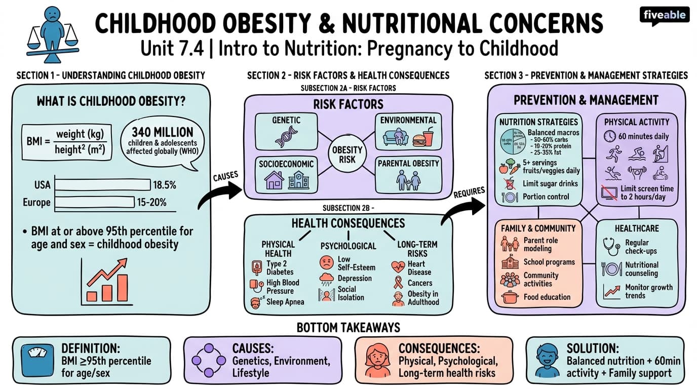 7.4 Childhood Obesity and Nutritional Concerns - Intro to Nutrition - Unit 7 visual cheatsheet