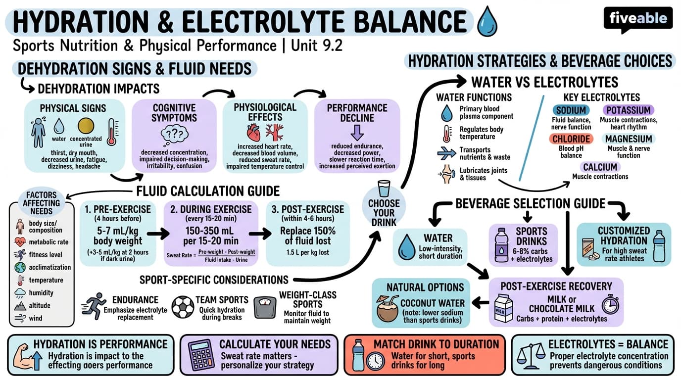9.2 Hydration and Electrolyte Balance - Intro to Nutrition - Unit 9 visual cheatsheet