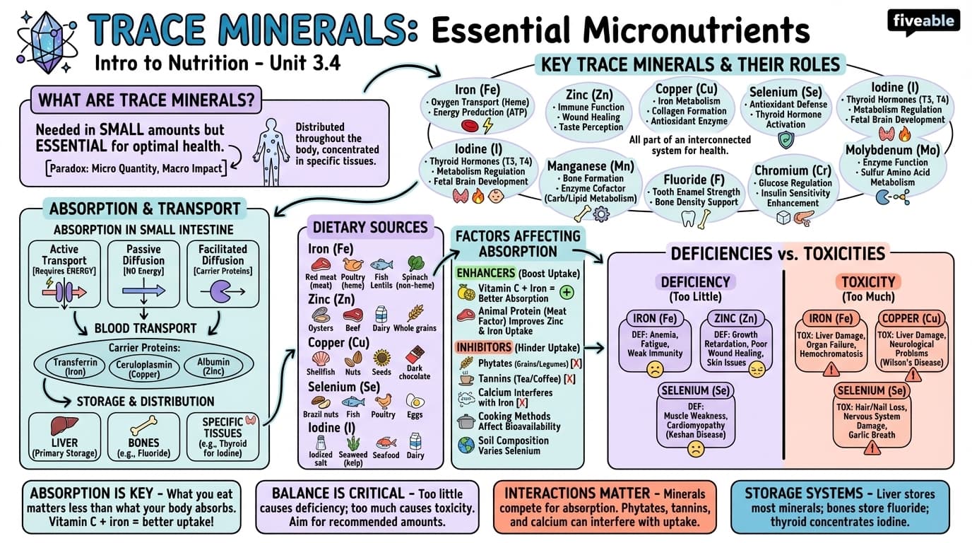 3.4 Trace Minerals - Intro to Nutrition - Unit 3 visual cheatsheet