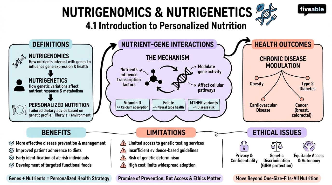 4.1 Introduction to nutrigenomics and nutrigenetics - Advanced Nutrition - Unit 4 visual cheatsheet