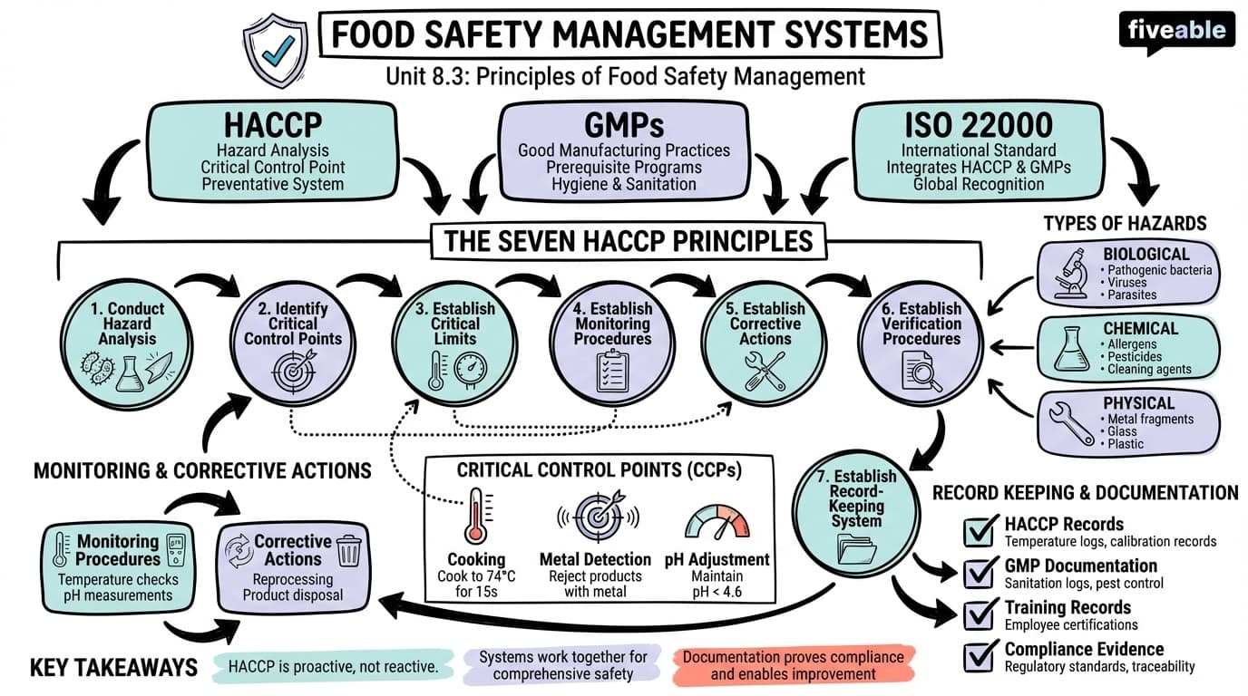 8.3 Principles of food safety management - Principles of Food Science - Unit 8 visual cheatsheet