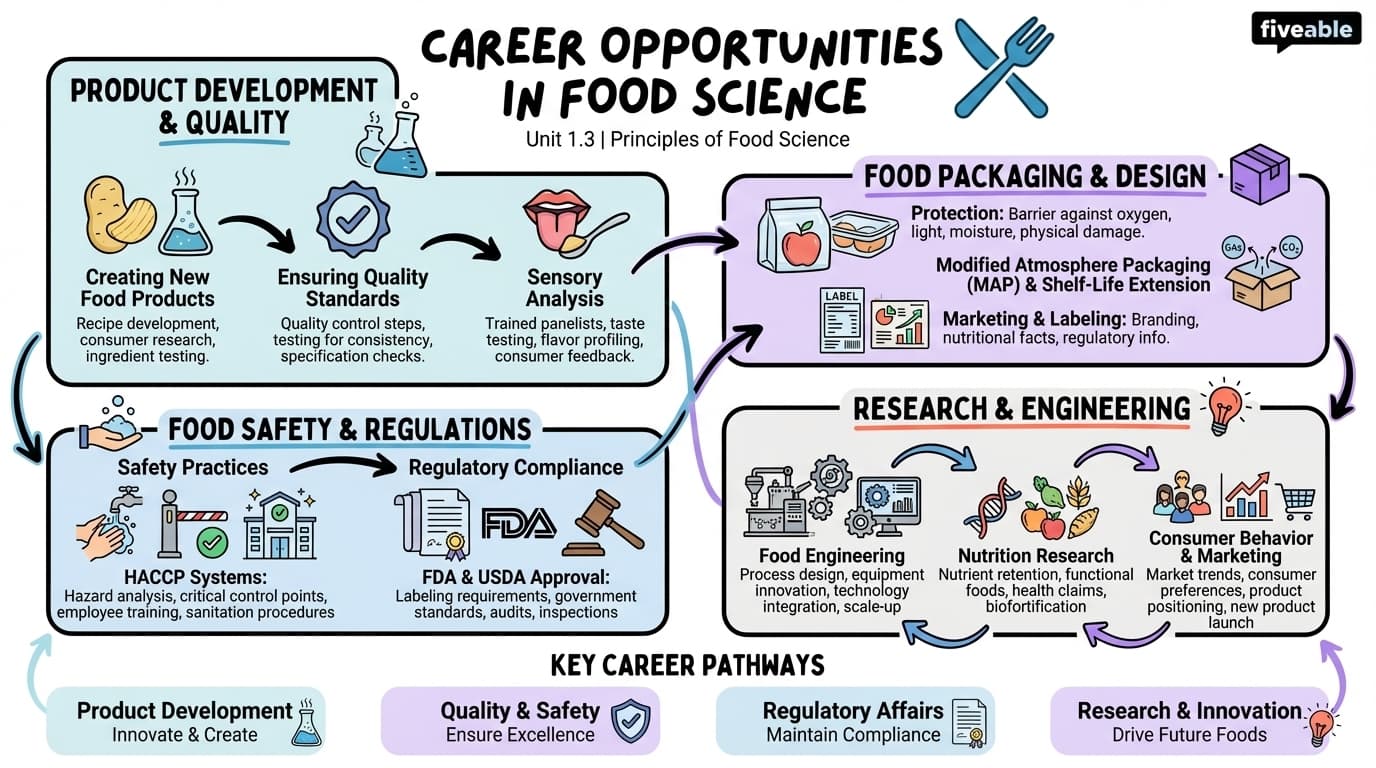 1.3 Career opportunities in food science - Principles of Food Science - Unit 1 visual cheatsheet