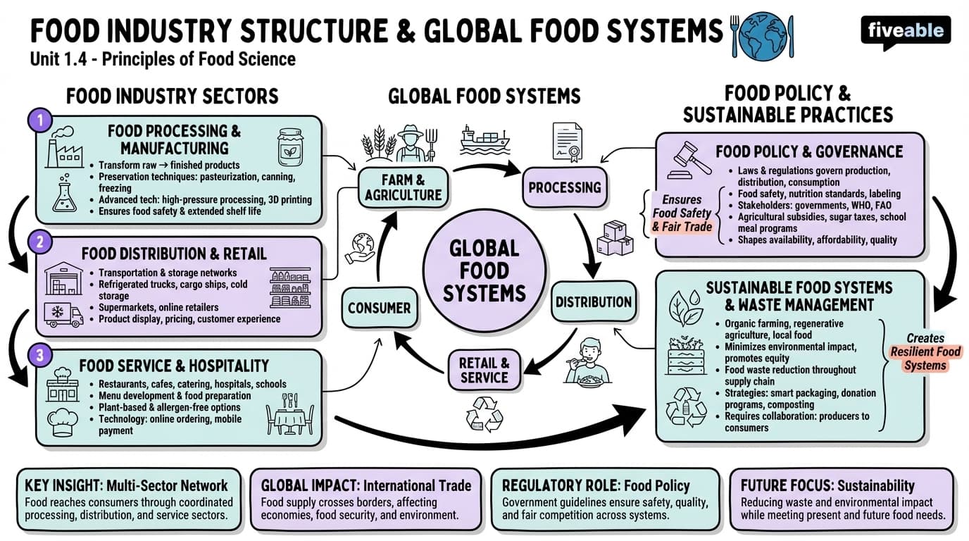 1.4 Food industry structure and global food systems - Principles of Food Science - Unit 1 visual cheatsheet