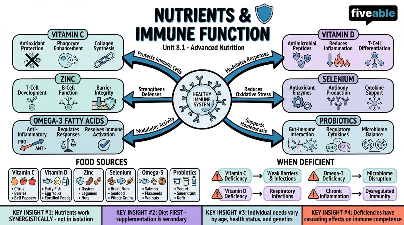 8.1 Nutrients and immune system function - Advanced Nutrition - Unit 8 visual cheatsheet