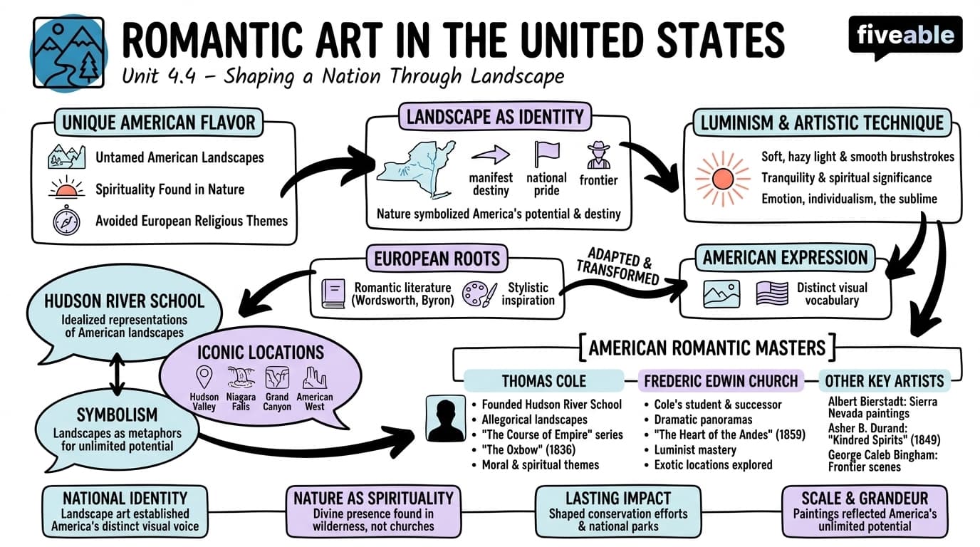 4.4 Romantic Art in the United States - Art History II – Renaissance to Modern Era - Unit 4 visual cheatsheet